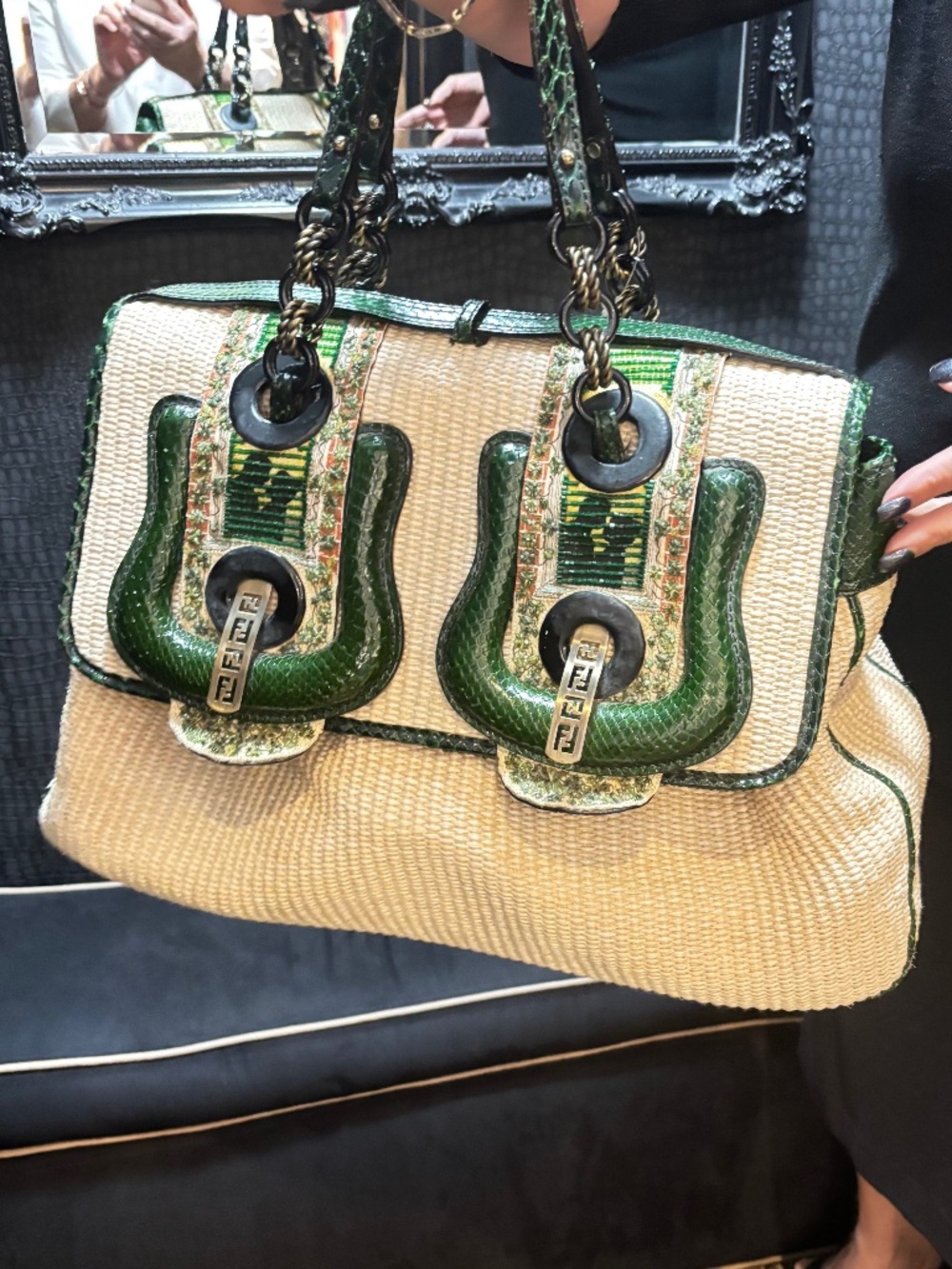 Fendi straw handbag